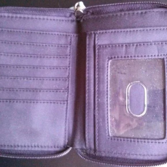Women's Wallet w/ Detachable Crossbody Strap - Black w/ Light Blue 55 Detailing - Picture 4 of 10